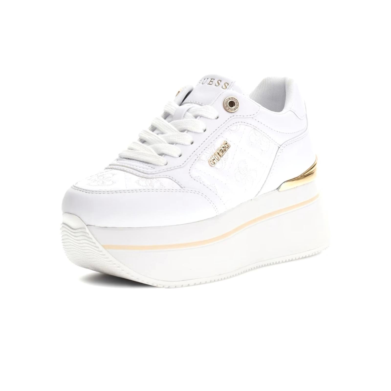 SCARPE RUNNER DONNA GUESS CAMRIO IN ECOPELLE 4G LOGO - COL. BIANCO