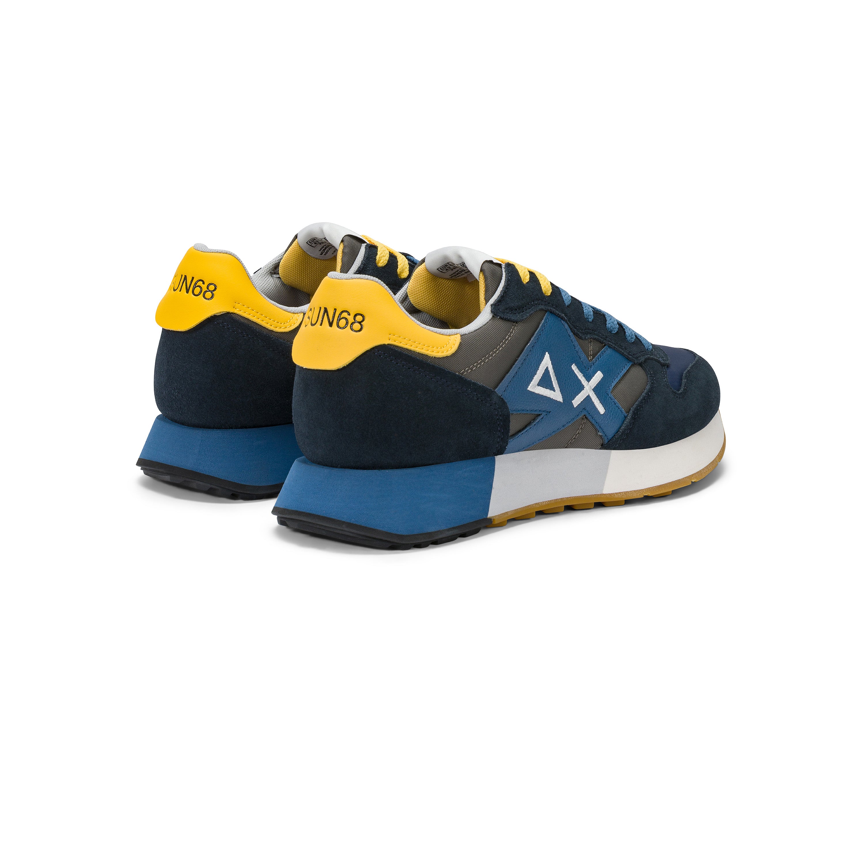 SNEAKERS UOMO SUN68 MOD. "JAKI BICOLOR" IN SUEDE E NYLON - COL. BLU NAVY / NERO INCHIOSTRO