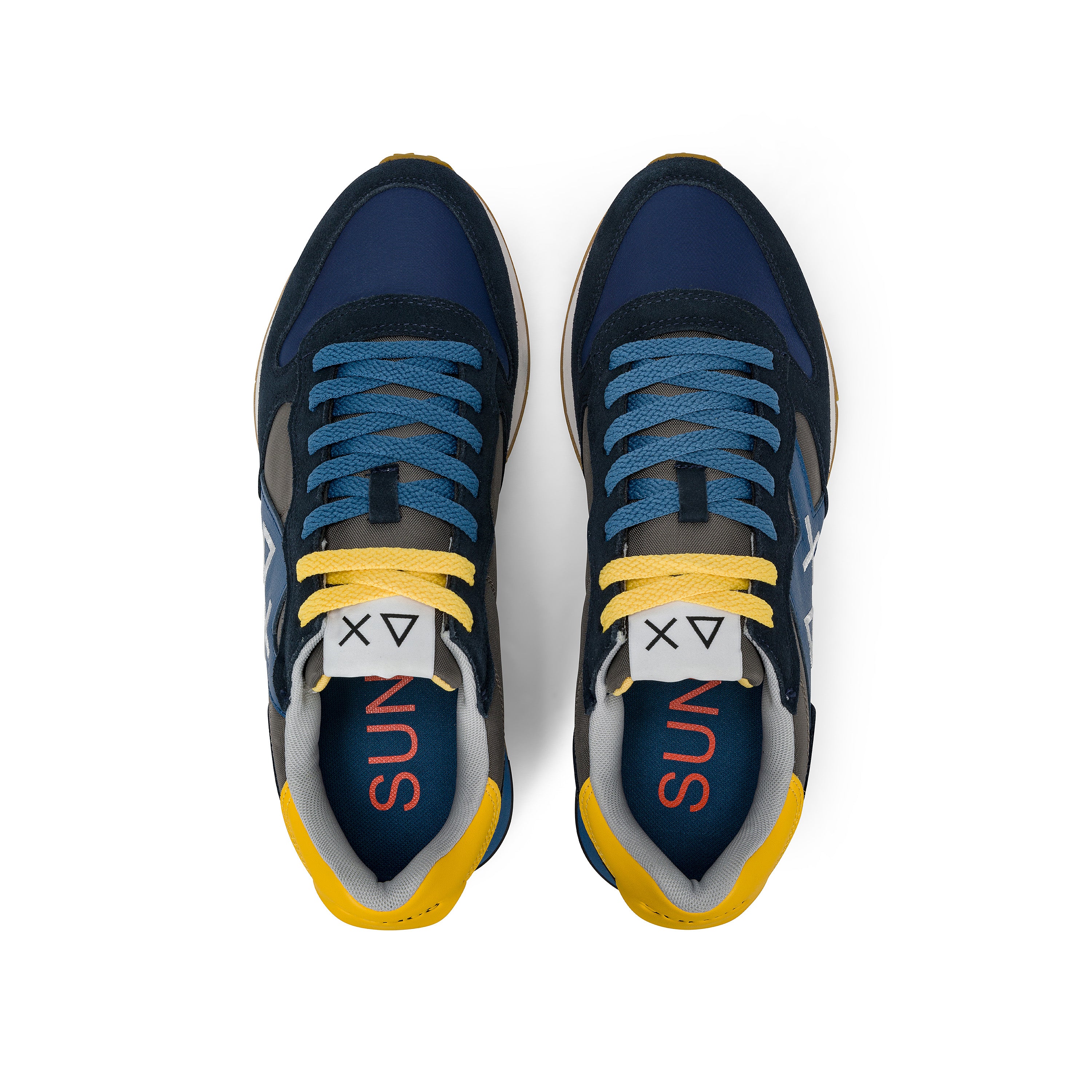 SNEAKERS UOMO SUN68 MOD. "JAKI BICOLOR" IN SUEDE E NYLON - COL. BLU NAVY / NERO INCHIOSTRO