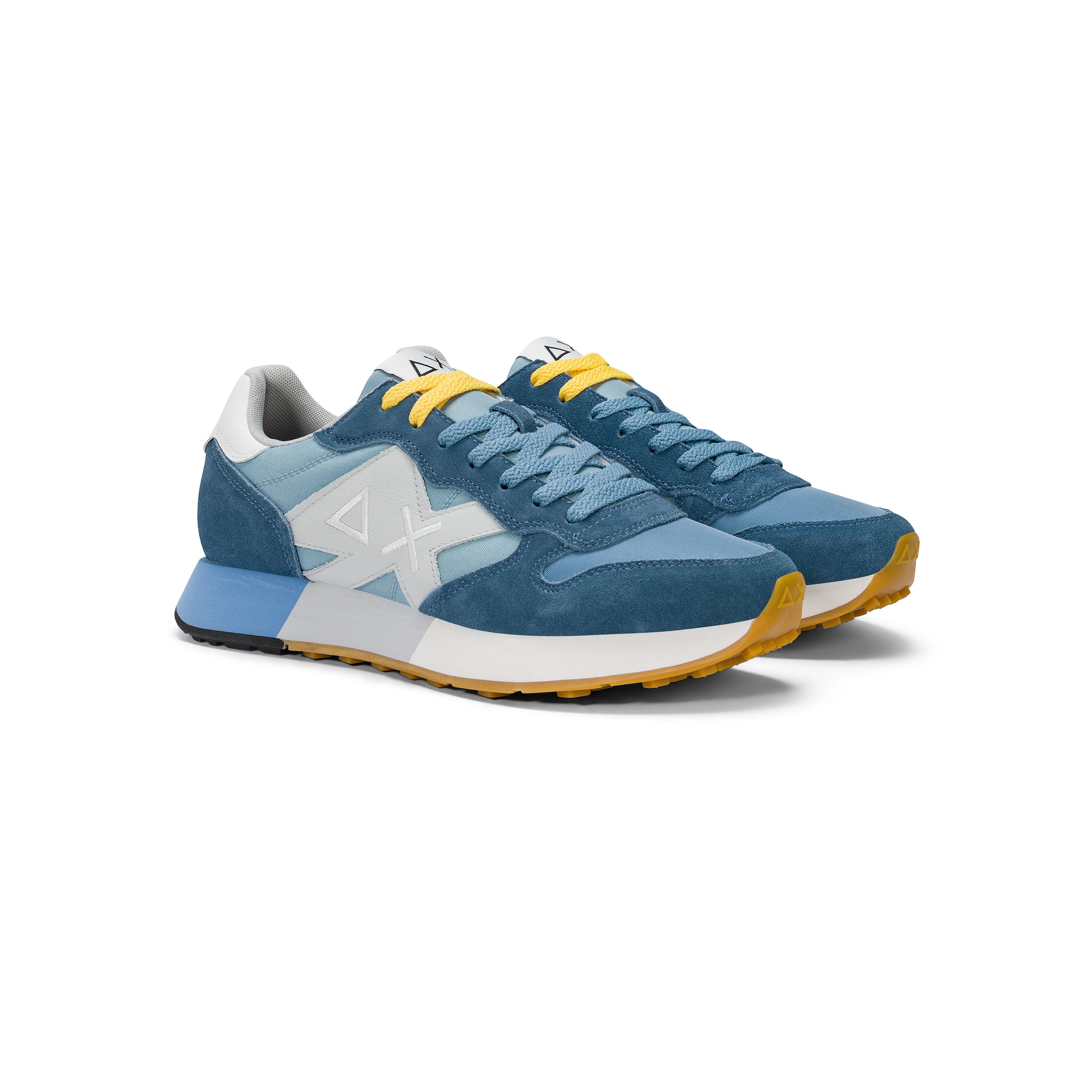 SNEAKERS UOMO SUN68 MOD. "JAKI BICOLOR" IN SUEDE E NYLON - COL. BLU AVIO SCURO / VERDE SALVIA