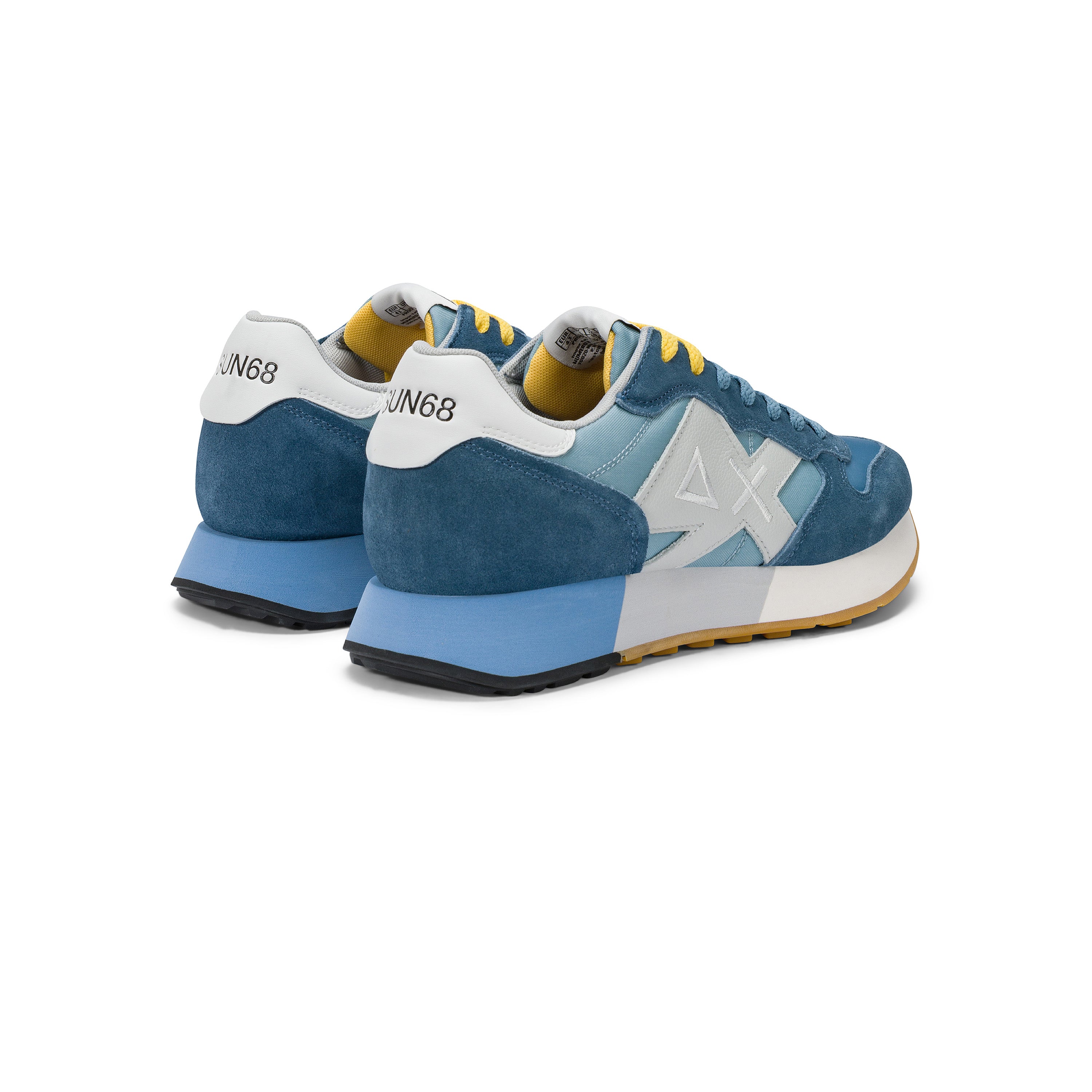 SNEAKERS UOMO SUN68 MOD. "JAKI BICOLOR" IN SUEDE E NYLON - COL. BLU AVIO SCURO / VERDE SALVIA