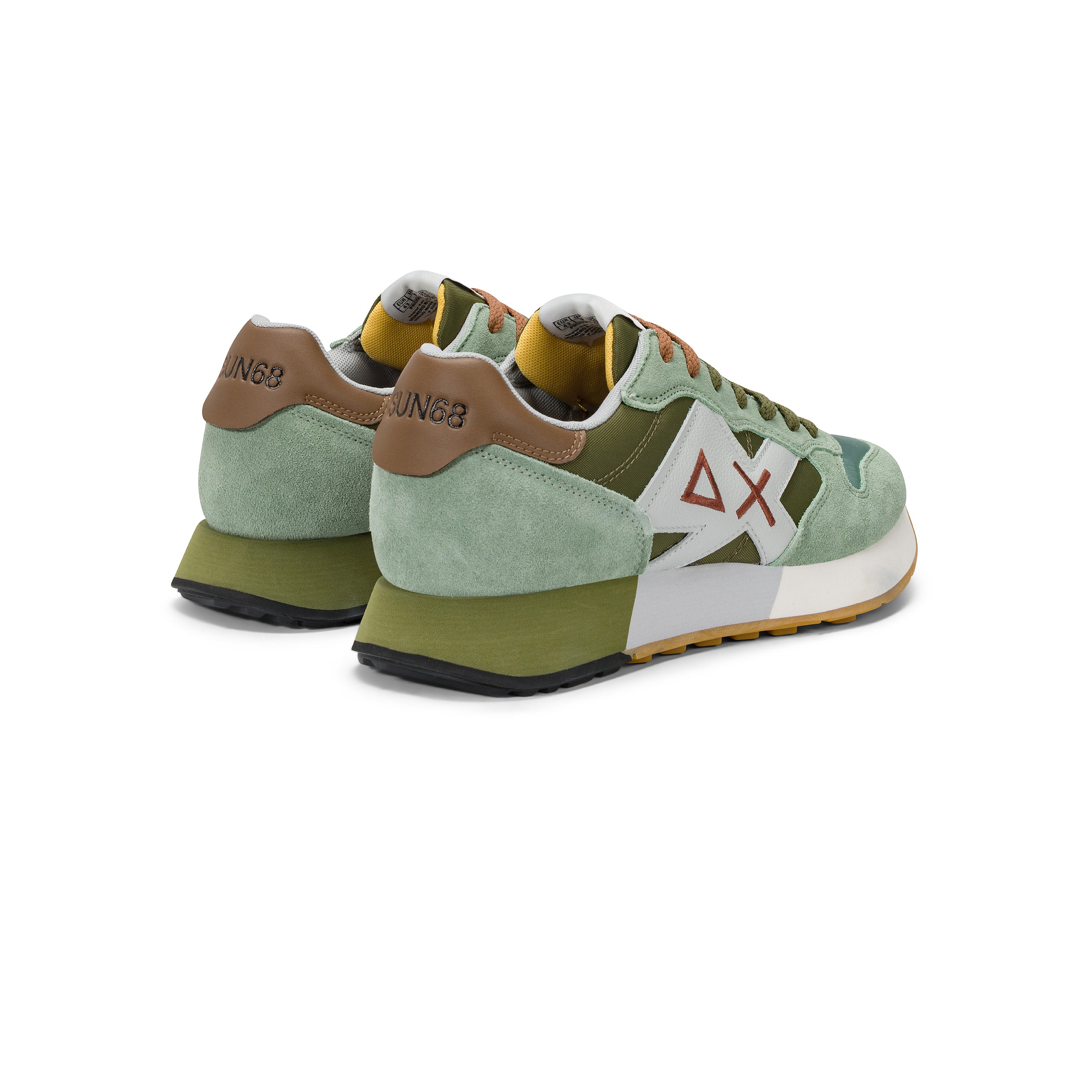 SNEAKERS UOMO SUN68 MOD. "JAKI BICOLOR" IN SUEDE E NYLON - COL. VERDE SALVIA / VERDE MILITARE