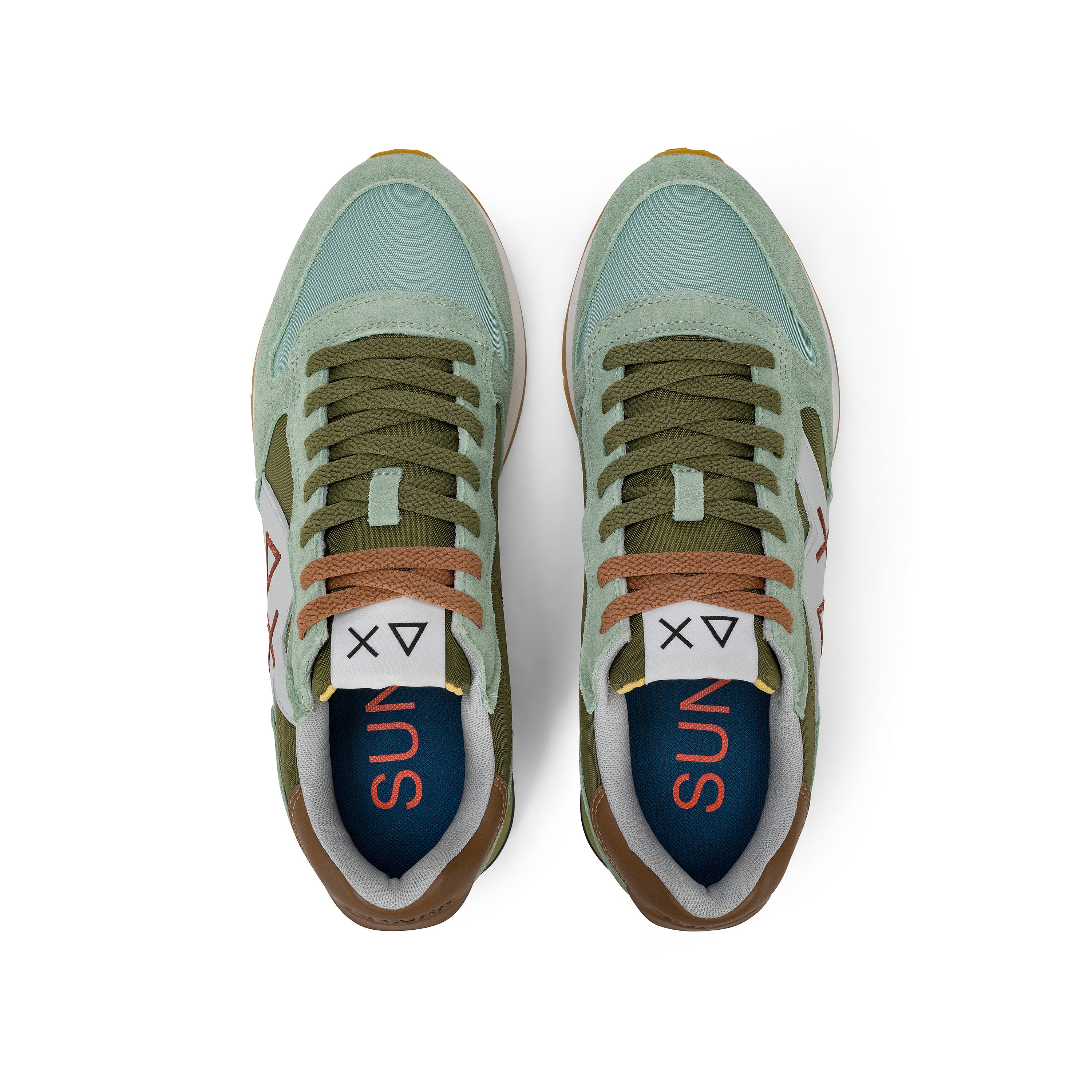 SNEAKERS UOMO SUN68 MOD. "JAKI BICOLOR" IN SUEDE E NYLON - COL. VERDE SALVIA / VERDE MILITARE