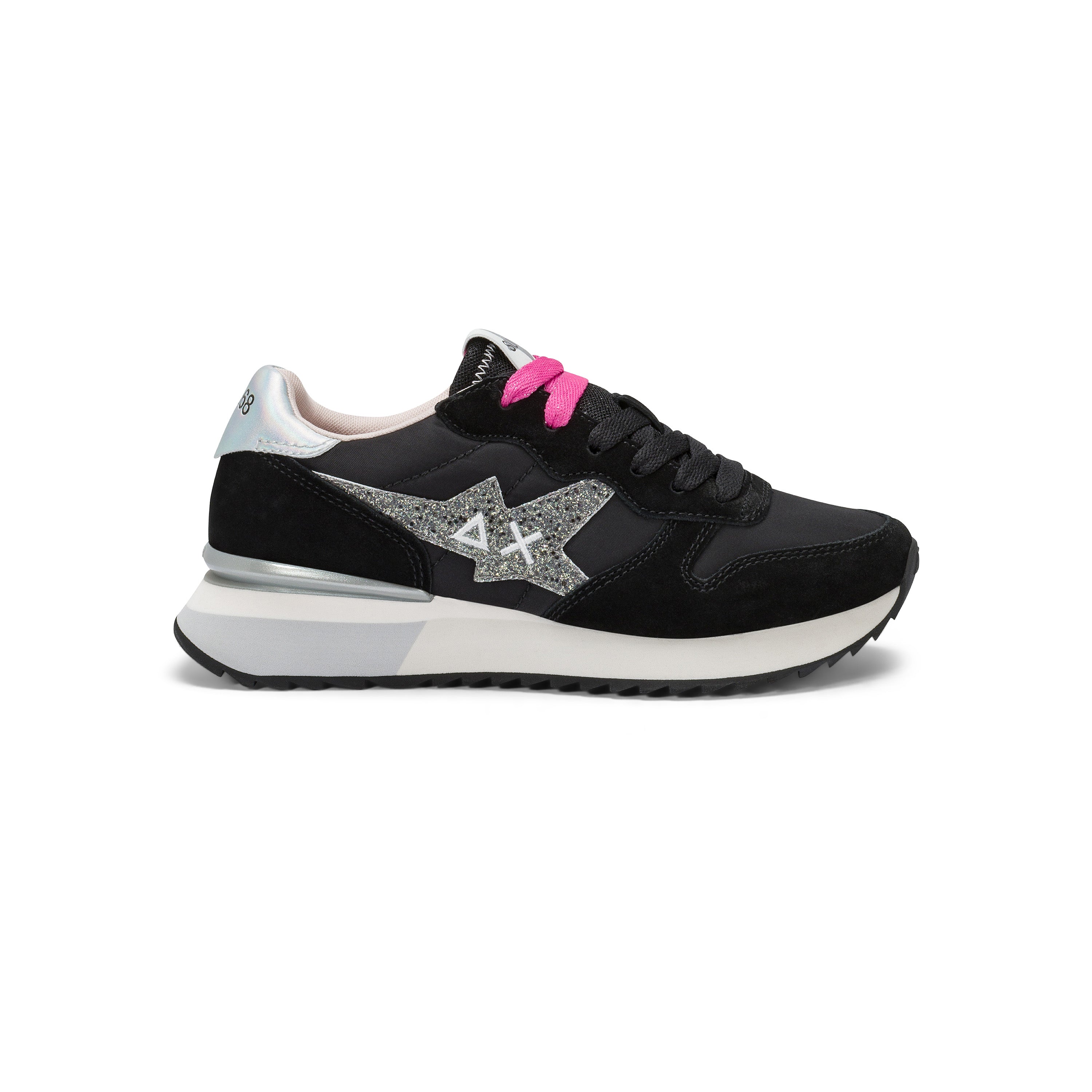 SNEAKERS DONNA SUN68 MOD. "STARGIRL GLITTER" IN SUEDE E NYLON - COL. NERO