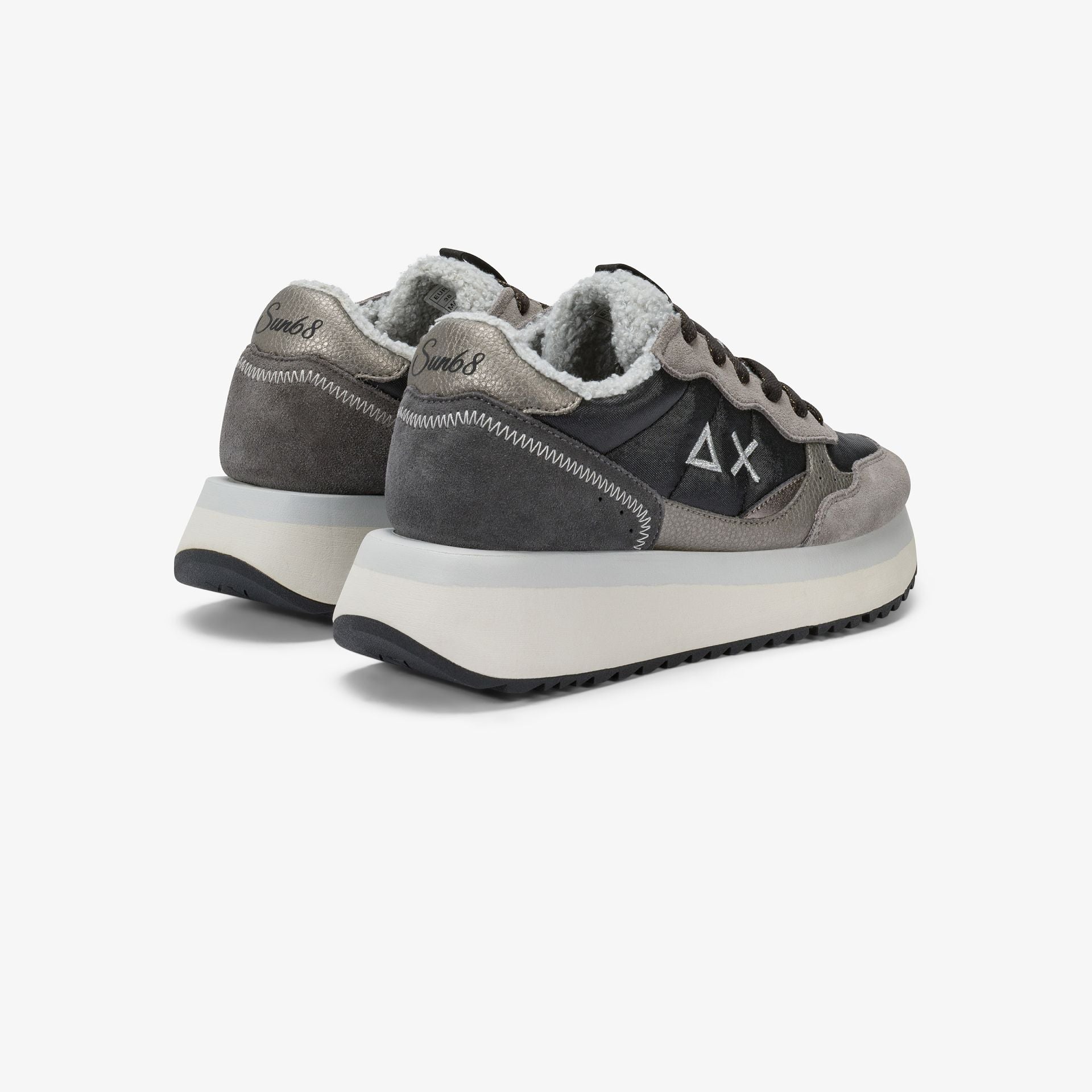 SNEAKERS DONNA SUN68 MOD. "BIG ALLY TEDDY" IN NYLON E SUEDE - COL. NERO
