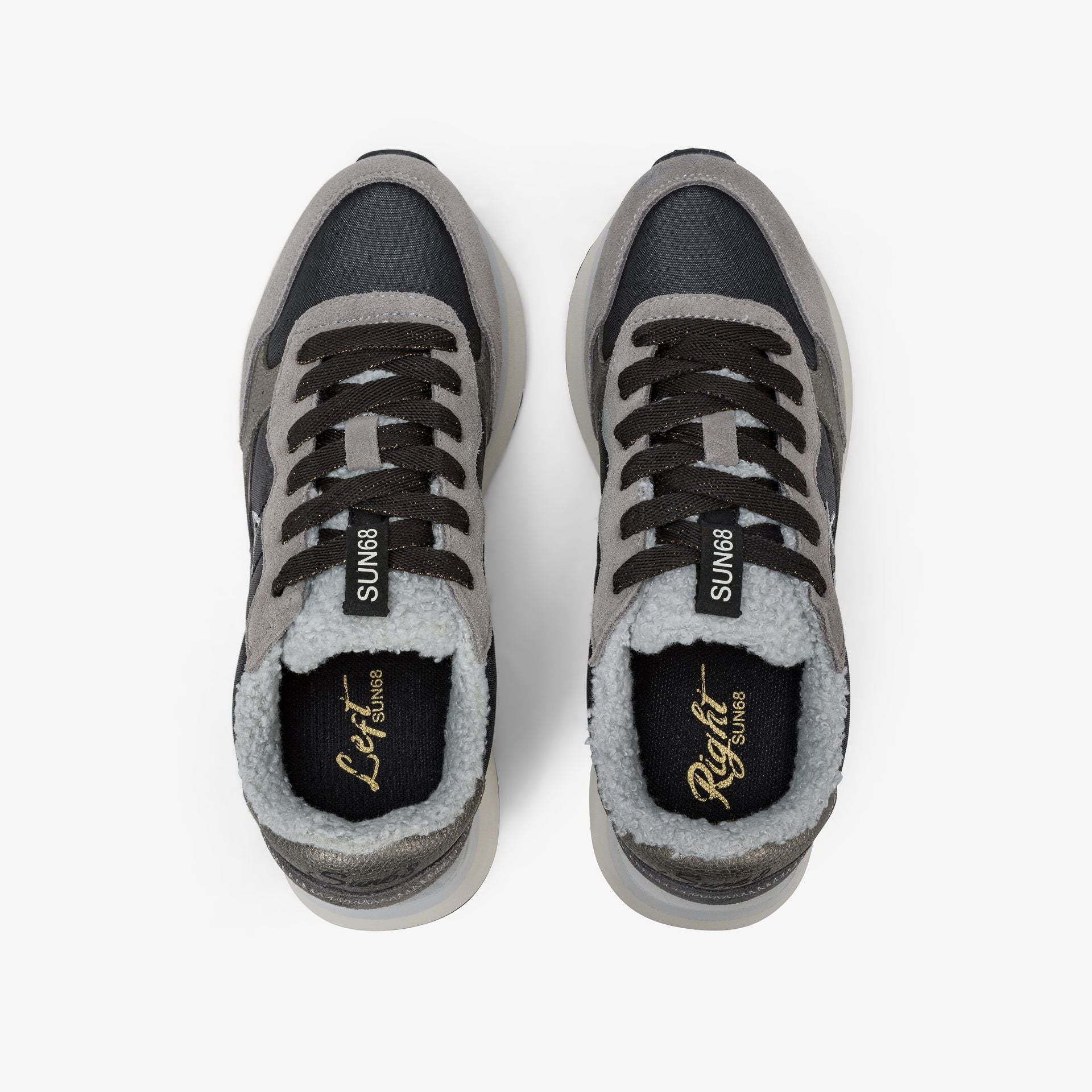 SNEAKERS DONNA SUN68 MOD. "BIG ALLY TEDDY" IN NYLON E SUEDE - COL. NERO
