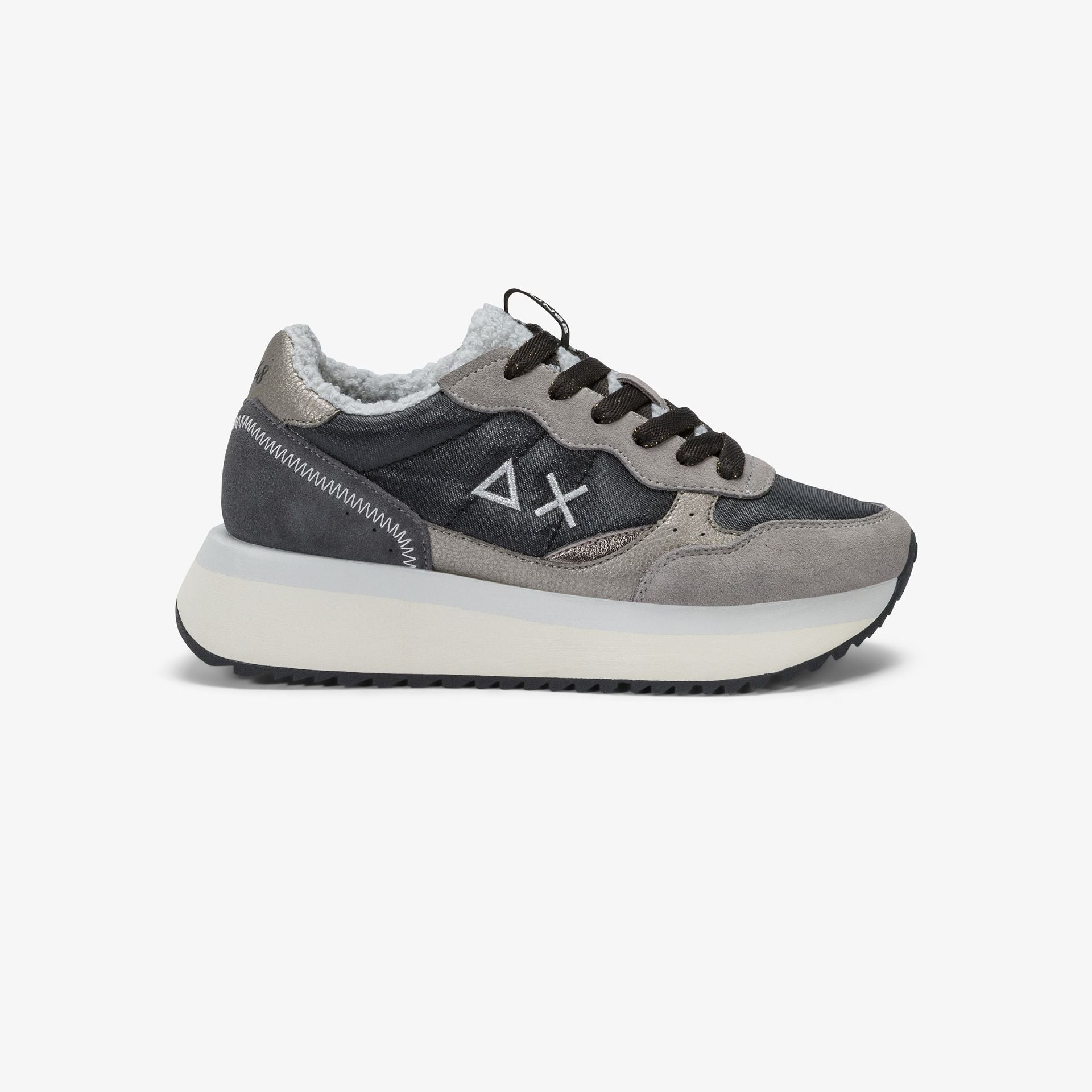 SNEAKERS DONNA SUN68 MOD. "BIG ALLY TEDDY" IN NYLON E SUEDE - COL. NERO