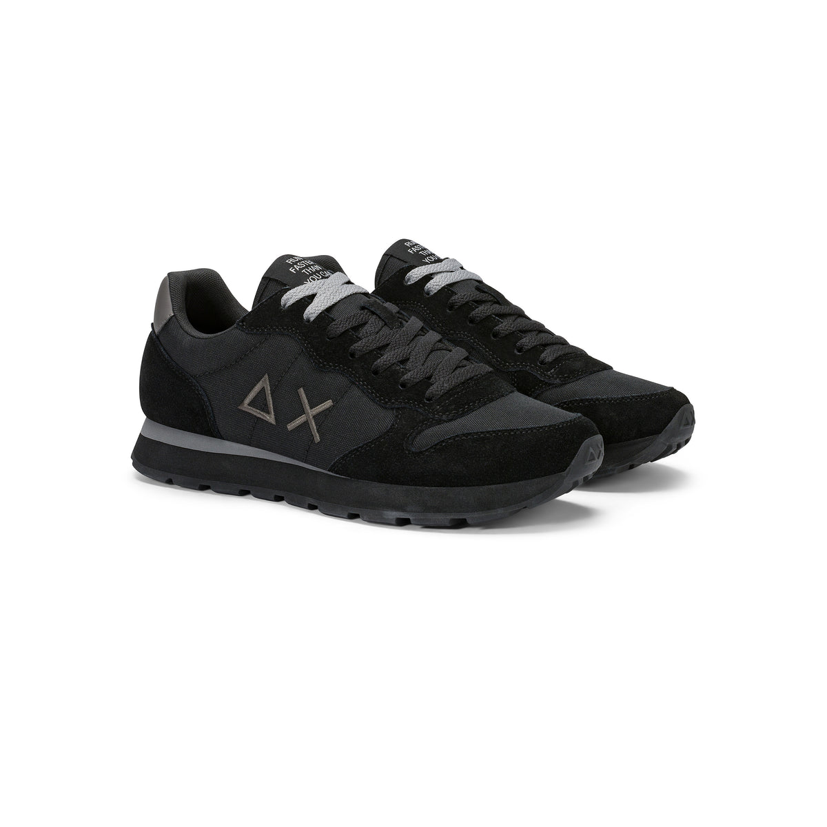 SNEAKERS UOMO SUN68 MOD. "TOM" IN NYLON E SUEDE - COL. NERO / GRIGIO SCURO