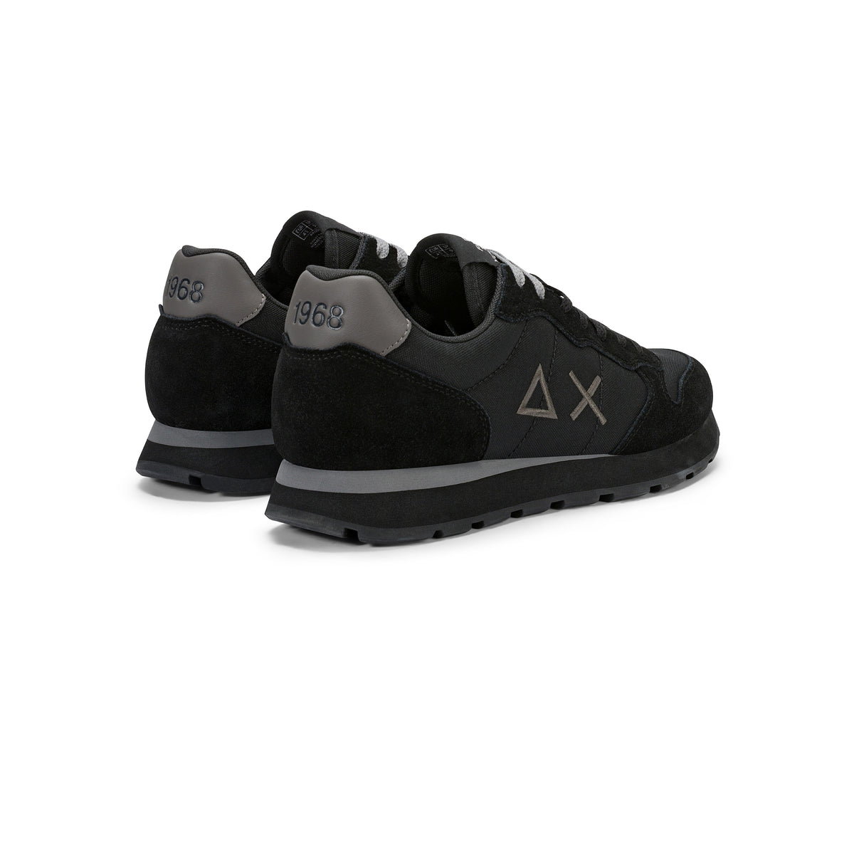 SNEAKERS UOMO SUN68 MOD. "TOM" IN NYLON E SUEDE - COL. NERO / GRIGIO SCURO