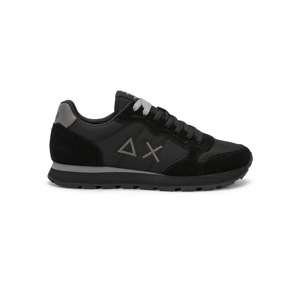 SNEAKERS UOMO SUN68 MOD. "TOM" IN NYLON E SUEDE - COL. NERO / GRIGIO SCURO