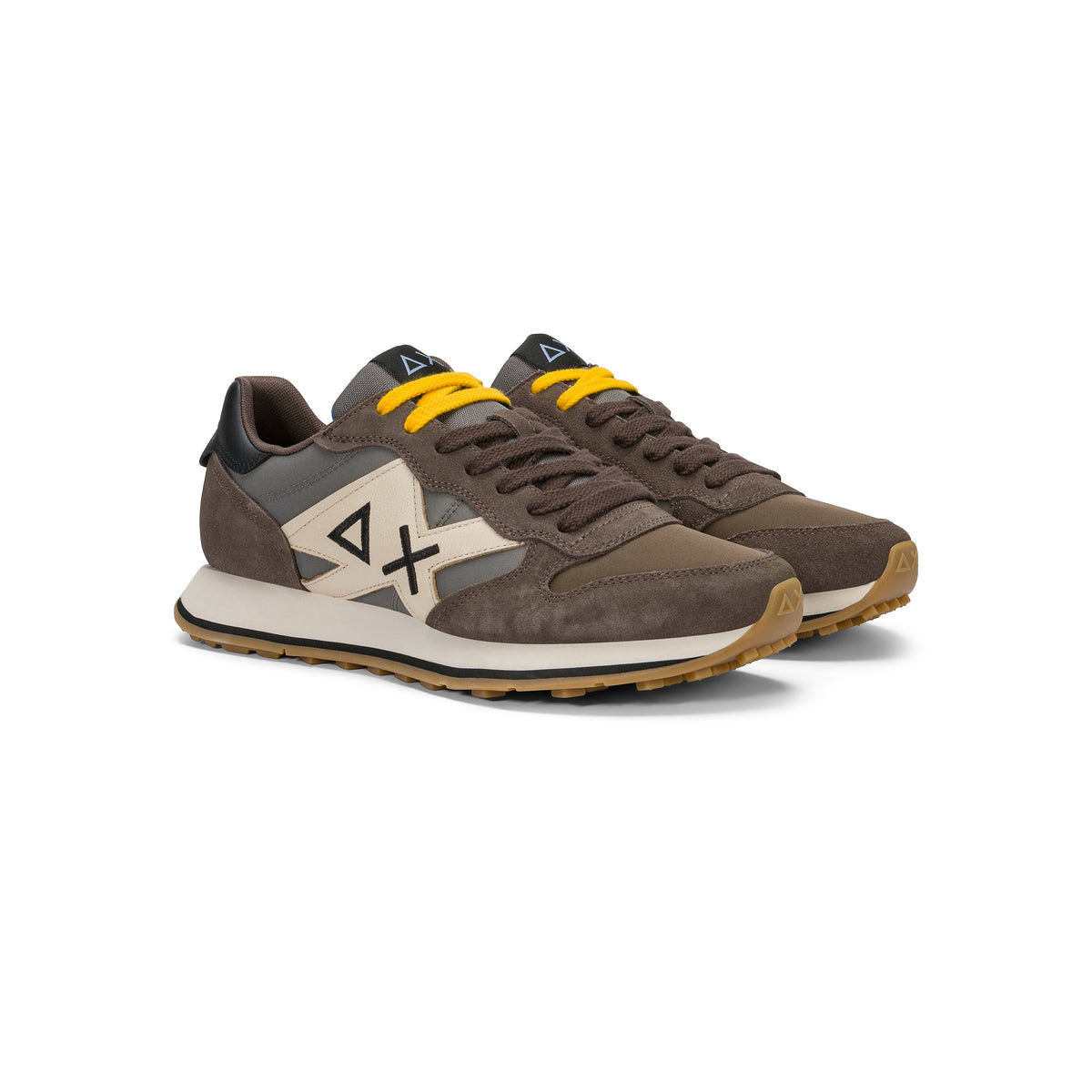 SNEAKERS UOMO SUN68 MOD. "JAKI" IN NYLON E SUEDE - COL. MARRONE