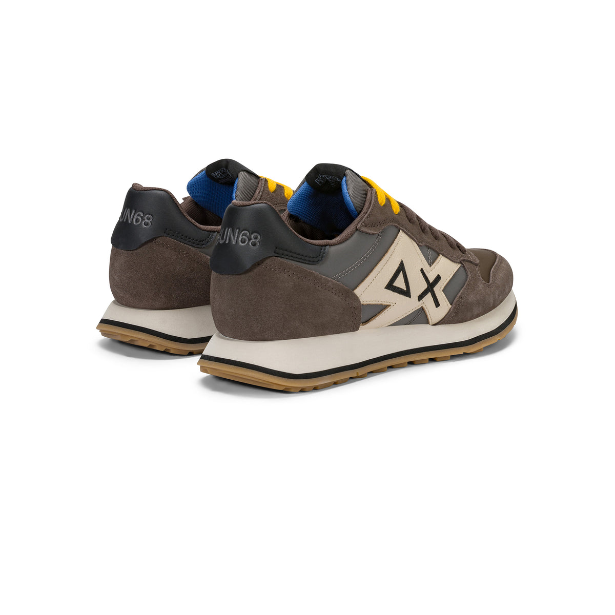 SNEAKERS UOMO SUN68 MOD. "JAKI" IN NYLON E SUEDE - COL. MARRONE