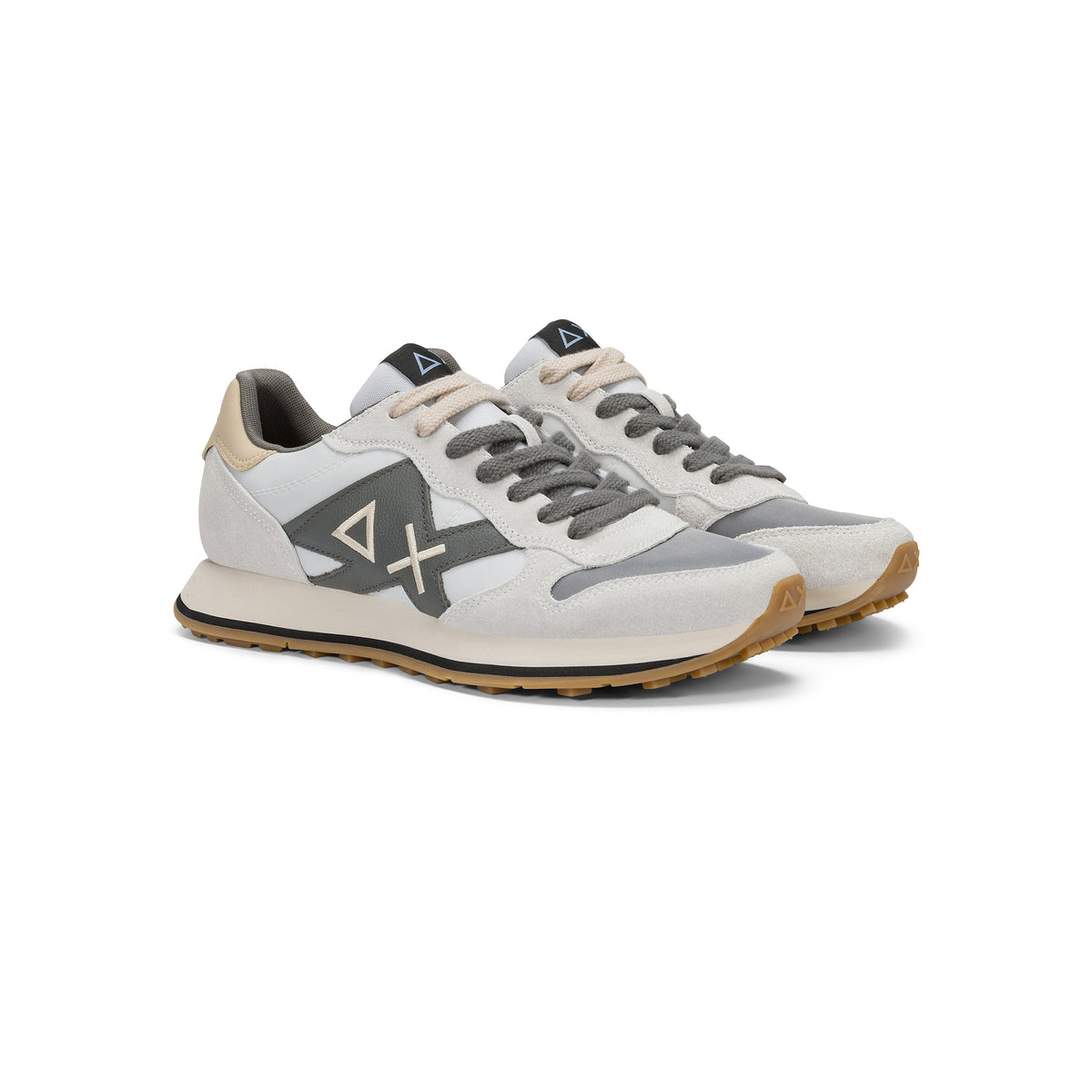 SNEAKERS UOMO SUN68 MOD. "JAKI" IN NYLON E SUEDE - COL. GRIGIO OSTRICA