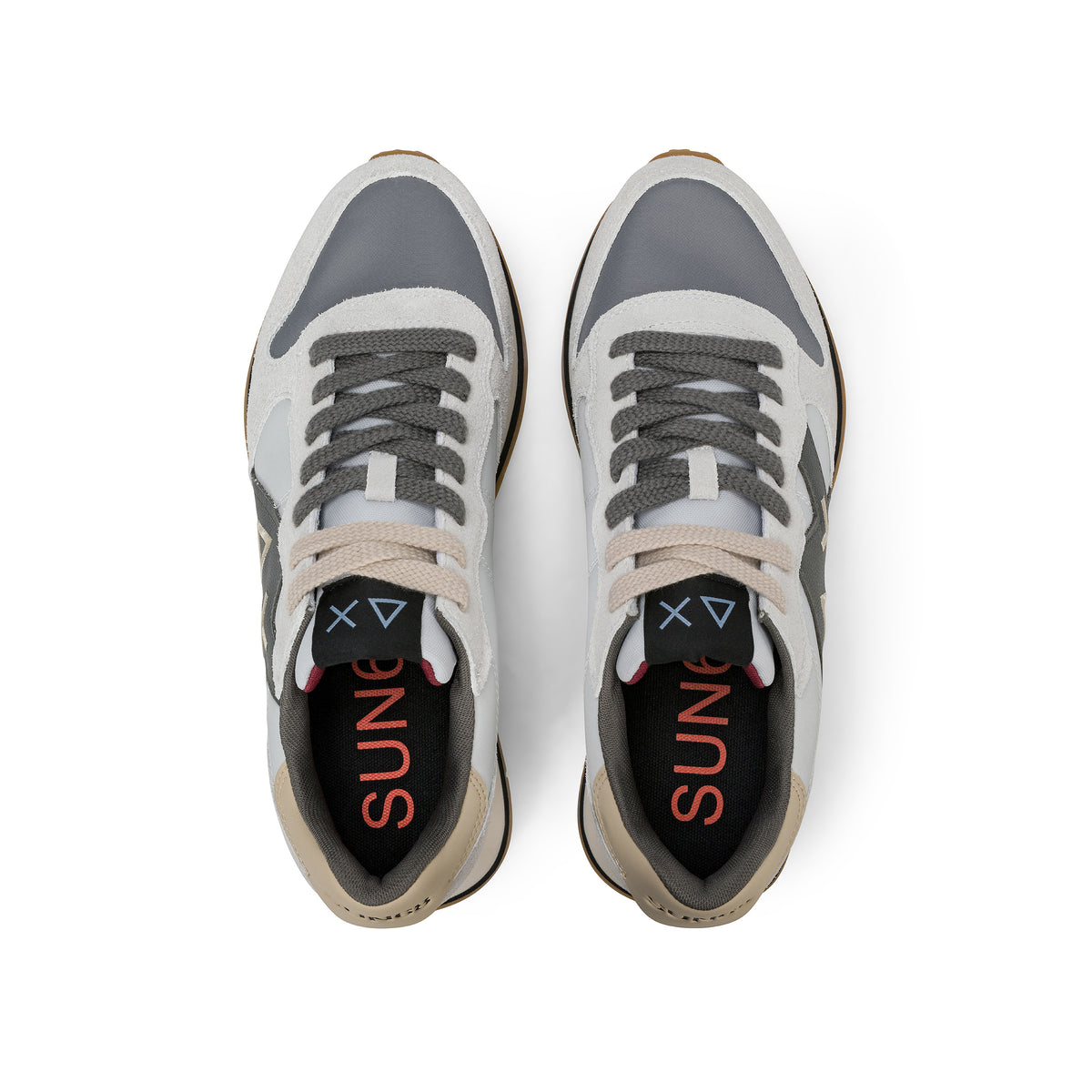 SNEAKERS UOMO SUN68 MOD. "JAKI" IN NYLON E SUEDE - COL. GRIGIO OSTRICA
