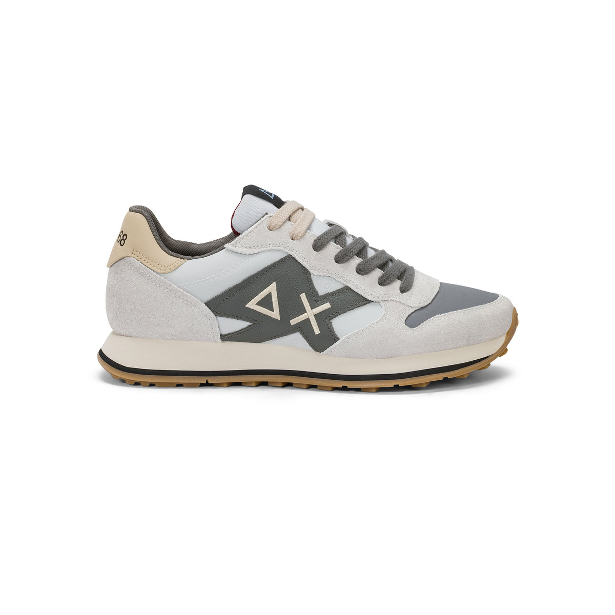 SNEAKERS UOMO SUN68 MOD. "JAKI" IN NYLON E SUEDE - COL. GRIGIO OSTRICA