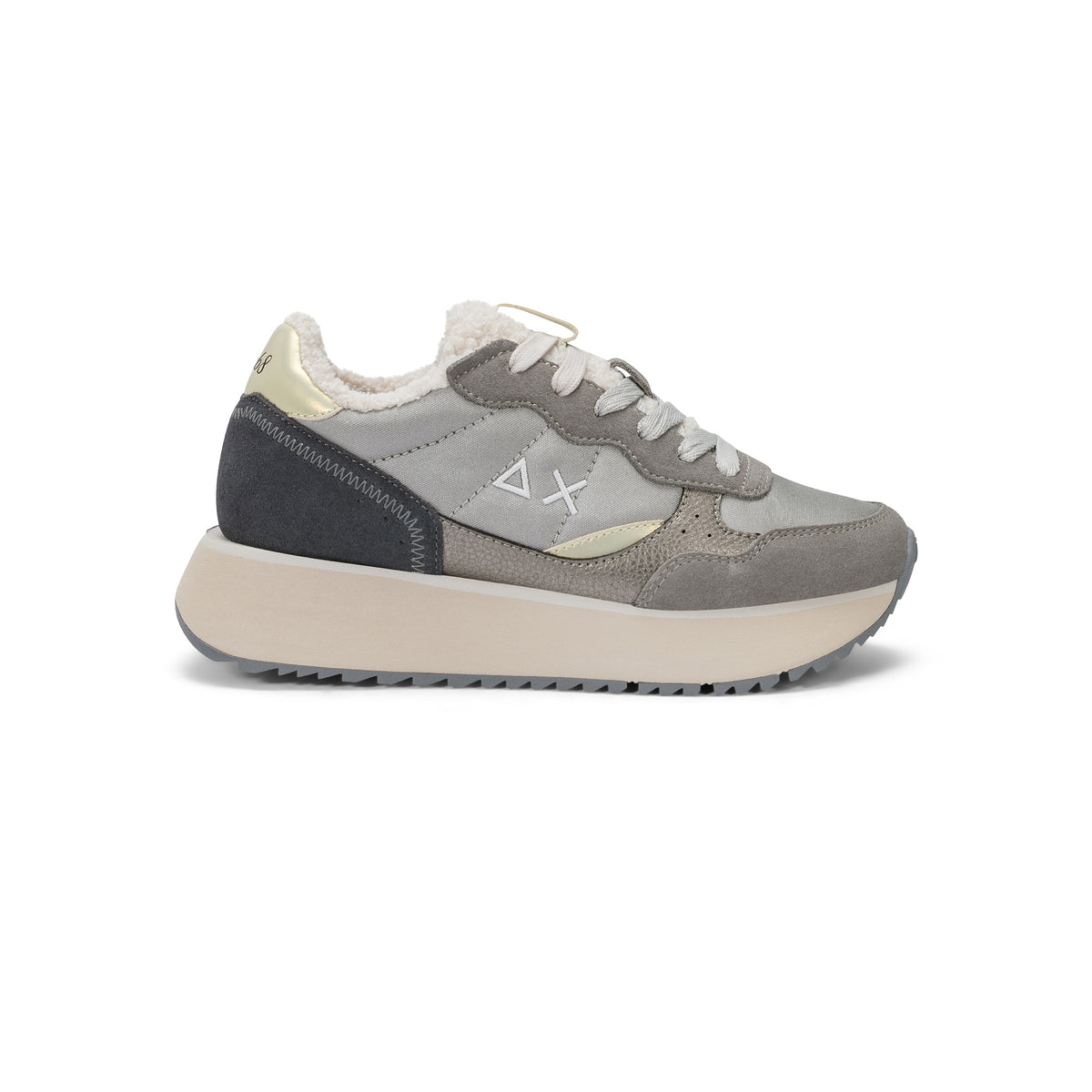 SNEAKERS DONNA SUN68 MOD. "BIG ALLY TEDDY" IN NYLON E SUEDE - COL. GRIGIO MEDIO
